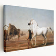 The Wellesley Grey Arabian Realism Art Print - Elegant Desert Canvas