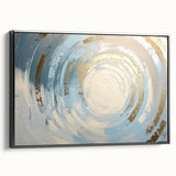 Modern Circular Abstract Wall Art – Gold & Blue Canvas Print