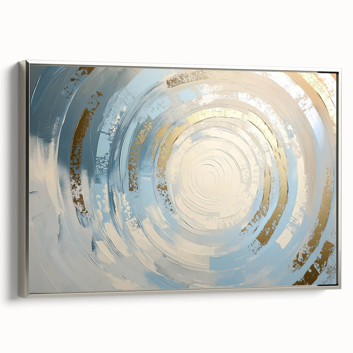 Modern Circular Abstract Wall Art – Gold & Blue Canvas Print