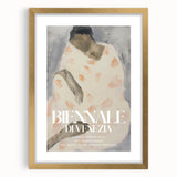 Abstract figurative frame with a gold mat showcasing an artistic design, ideal for enhancing modern home decor and gallery walls, front view.