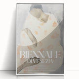 Abstract figurative art piece framed in white acrylic, showcasing vibrant colors and dynamic shapes, ideal for modern home decor, enhancing artistic ambiance.