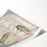 Abstract figurative art print showcasing vibrant colors and dynamic shapes, rolled for easy transport in a protective cardboard tube, ideal for modern decor.