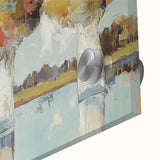 Close-up view of vibrant abstract floral acrylic art on glass, showcasing intricate details and rich colors, perfect for modern home décor and artistic displays.