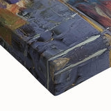 Close-up of an abstract floral design on stretched canvas, showcasing vibrant colors and intricate details, perfect for modern home decor.