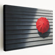 Abstract landscape canvas art showcasing vibrant colors and dynamic shapes, presented from a side view to highlight its stretched design and texture. Ideal for modern home decor.