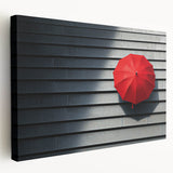 Abstract landscape canvas art showcasing vibrant colors and dynamic shapes, presented from a side view to highlight its stretched design and texture. Ideal for modern home decor.
