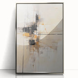 Framed acrylic wall art featuring a minimalist abstract design with silver accents, ideal for modern decor. Perfect for enhancing living spaces with elegance.