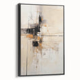 Framed abstract minimalist wall art featuring a sleek black design, showcased from a side view, perfect for modern home decor. Ideal for enhancing contemporary interiors.