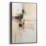Framed abstract minimalist wall art featuring a sleek black design, showcased from a side view, perfect for modern home decor. Ideal for enhancing contemporary interiors.