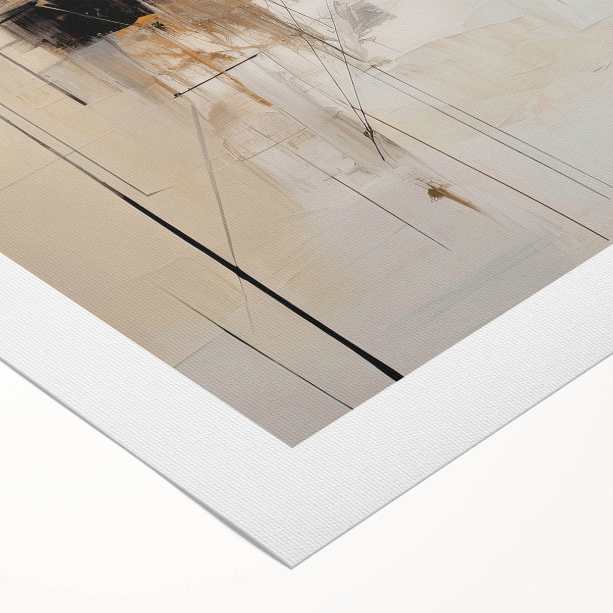 Abstract minimalist wall art on rolled canvas showcasing soft pastel colors and geometric shapes, designed to enhance modern decor. Packaged securely in a sturdy cardboard tube for safe delivery.