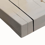 Close-up of abstract minimalist wall art on stretched canvas, showcasing soft pastel colors and geometric shapes, perfect for modern home decor.