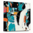 Colorful Abstract Wall Art – Teal, Orange & Black Modern Canvas