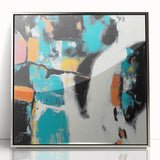 Colorful Abstract Wall Art – Teal, Orange & Black Modern Canvas