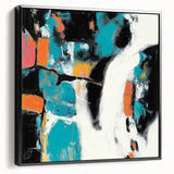 Colorful Abstract Wall Art – Teal, Orange & Black Modern Canvas