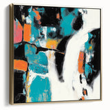 Colorful Abstract Wall Art – Teal, Orange & Black Modern Canvas