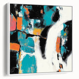 Colorful Abstract Wall Art – Teal, Orange & Black Modern Canvas