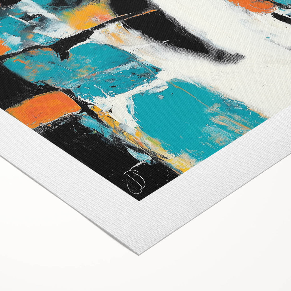 Colorful Abstract Wall Art – Teal, Orange & Black Modern Canvas