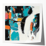Colorful Abstract Wall Art – Teal, Orange & Black Modern Canvas