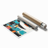 Colorful Abstract Wall Art – Teal, Orange & Black Modern Canvas