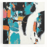 Colorful Abstract Wall Art – Teal, Orange & Black Modern Canvas