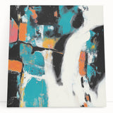 Colorful Abstract Wall Art – Teal, Orange & Black Modern Canvas