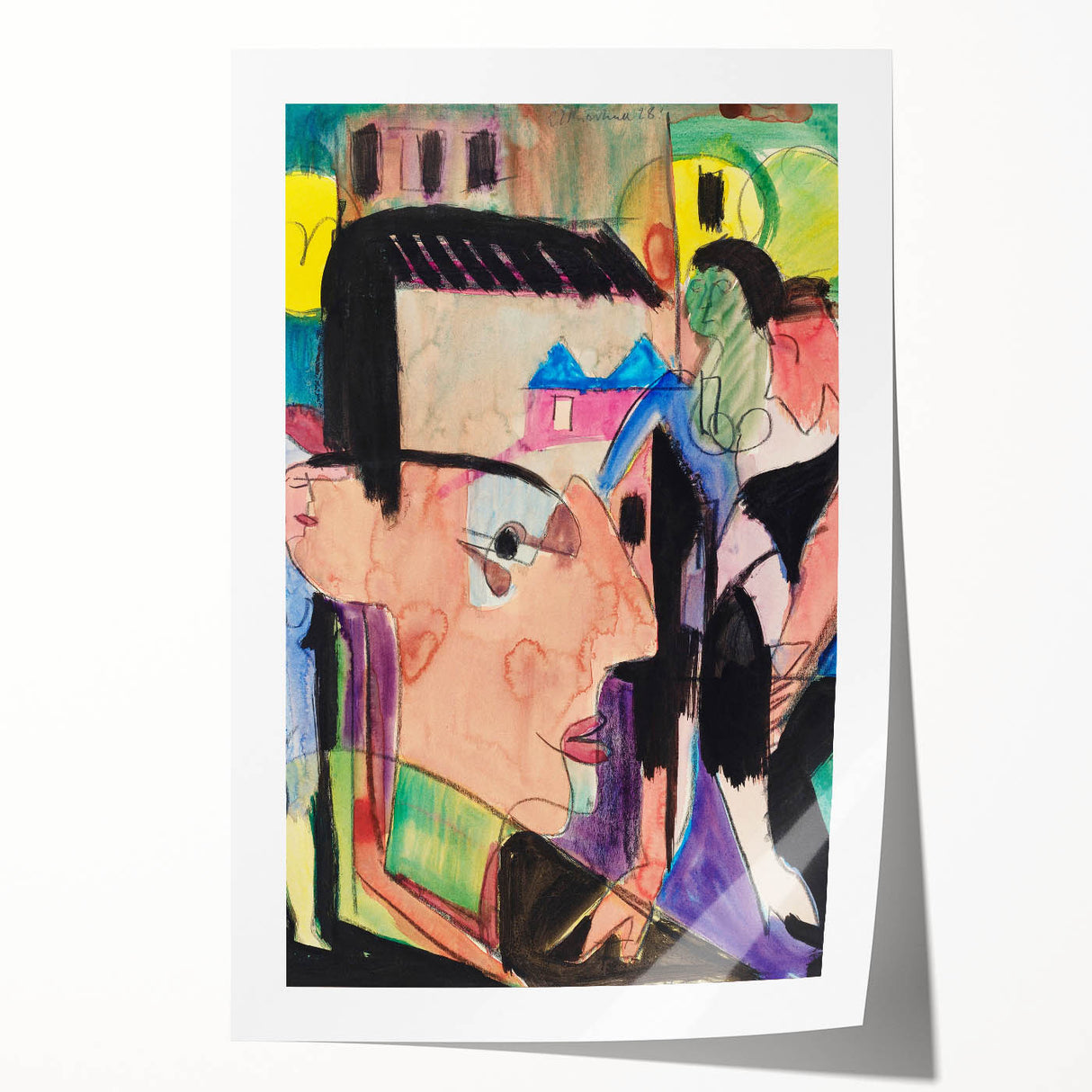 Expressionist Art - Vibrant Self-Portrait in Abstract Style