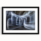 Swirling Light Motion Wall Art – Abstract White Energy Photography