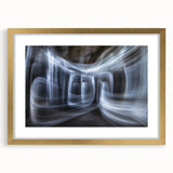 Swirling Light Motion Wall Art – Abstract White Energy Photography
