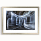 Swirling Light Motion Wall Art – Abstract White Energy Photography