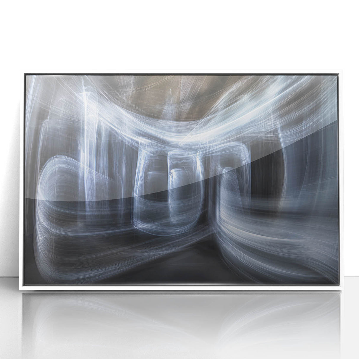 Swirling Light Motion Wall Art – Abstract White Energy Photography
