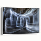 Swirling Light Motion Wall Art – Abstract White Energy Photography