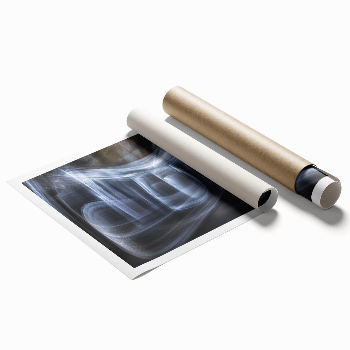 Swirling Light Motion Wall Art – Abstract White Energy Photography