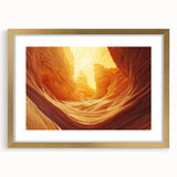 Gold-framed landscape artwork featuring a cave scene, elegantly matted for enhanced presentation, ideal for home decor and art enthusiasts seeking unique wall accents.