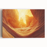 Stretched canvas artwork showcasing a vibrant landscape with intricate cave formations, ideal for modern home decor and artistic interior design accents.