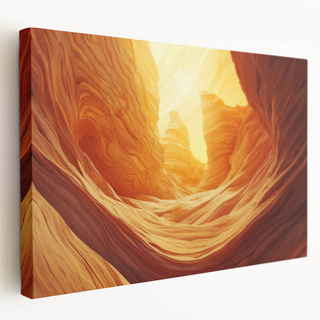 Stretched canvas artwork depicting a serene cave landscape with rich earth tones and intricate details, ideal for enhancing home decor and creating a calming atmosphere.