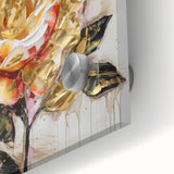 Golden Rose Wall Art – Elegant Floral Canvas for Living Room