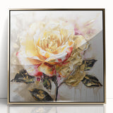 Golden Rose Wall Art – Elegant Floral Canvas for Living Room