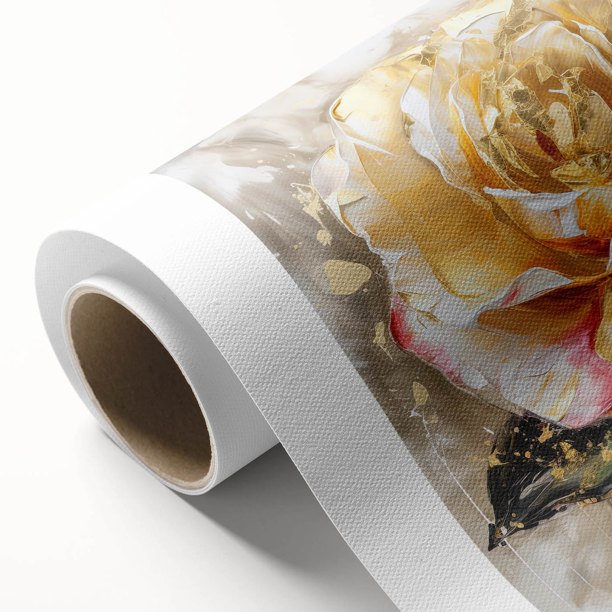 Golden Rose Wall Art – Elegant Floral Canvas for Living Room