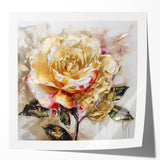 Golden Rose Wall Art – Elegant Floral Canvas for Living Room