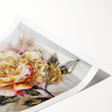 Golden Rose Wall Art – Elegant Floral Canvas for Living Room