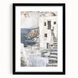 Abstract architecture wall art framed in black with a white mat, showcasing geometric patterns and shapes, ideal for modern home decor. Perfect for enhancing living spaces with a contemporary aesthetic.