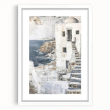 Abstract architecture wall art framed in white matting, showcasing geometric shapes and a modern aesthetic, perfect for contemporary home decor.