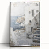 Abstract architecture wall art framed in acrylic with a gold finish, showcasing geometric shapes and modern design elements, ideal for contemporary decor.