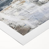 Abstract architecture wall art on rolled canvas, showcasing a modern design with geometric shapes in shades of blue, gray, and white, ideal for contemporary decor.