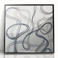 Abstract geometric framed acrylic artwork showcasing an intricate pattern in black and white, perfect for modern home decor or office aesthetics.