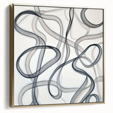 Abstract geometric canvas art framed in silver and gold, showcasing intricate shapes and patterns that enhance modern decor. Perfect for contemporary living spaces.