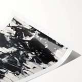 Abstract rolled print showcasing vibrant splatters in shades of blue, red, and yellow, perfect for modern home decor. The artwork is elegantly packaged in a protective cardboard tube, making it ideal for gifting or storage.