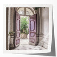 Extra large floral art on glossy print, featuring an ornate French door design in muted tones, ideal for dining room decor.