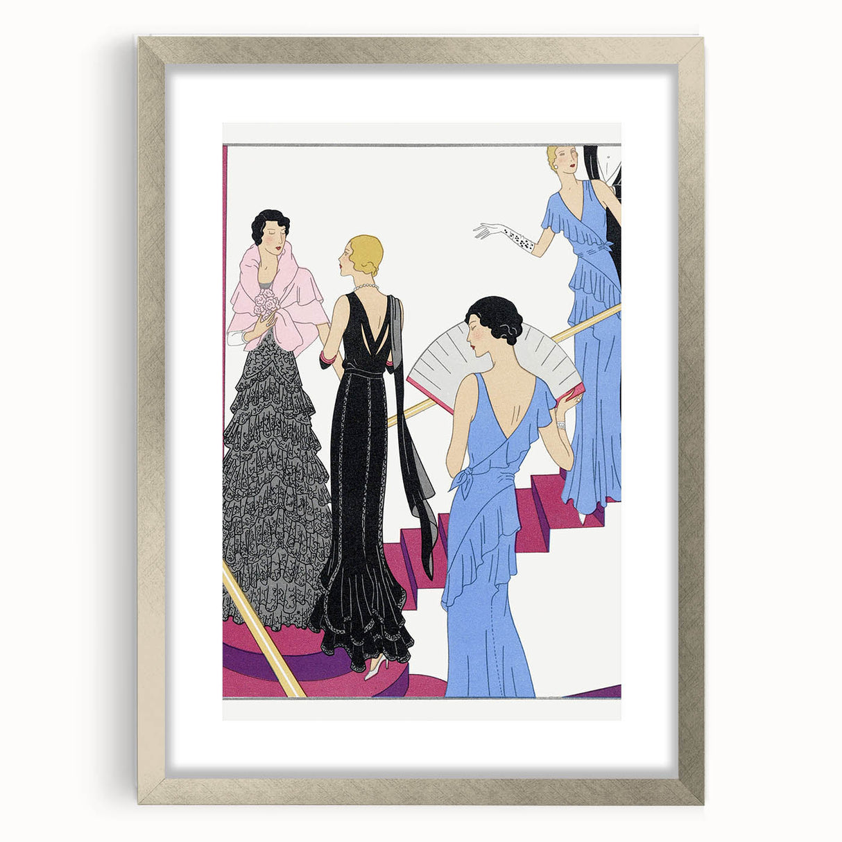 Elegant Art Deco Wall Art – 1920s Evening Gowns in Glamorous Setting