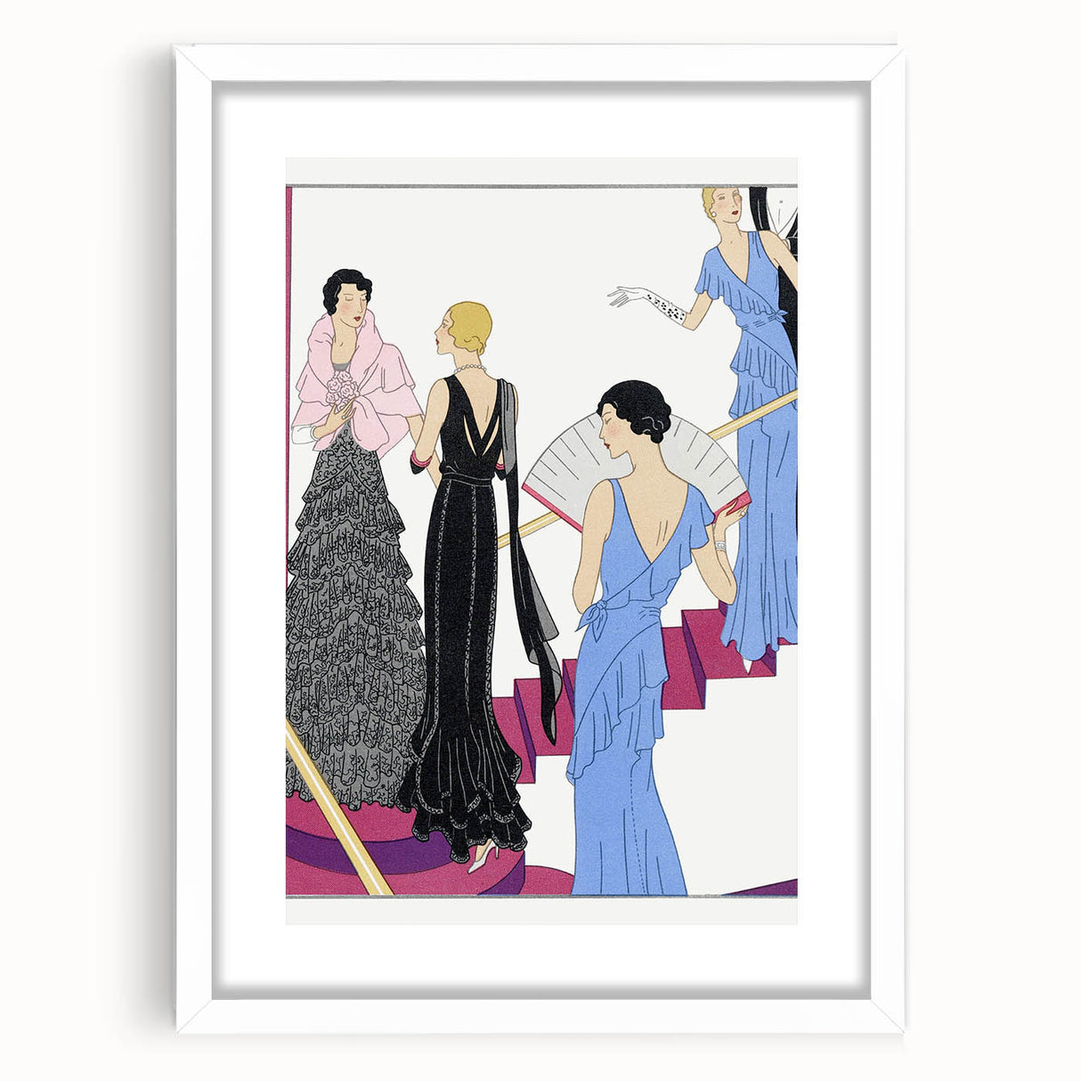 Elegant Art Deco Wall Art – 1920s Evening Gowns in Glamorous Setting